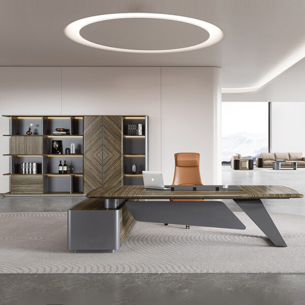Pengpai Modern  L Shape Director Ceo Boss Wooden Workstation Desk Office Furniture Table - 图片 2