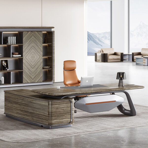 Pengpai Modern Wooden Veneer Manager Executive Desk Luxury CEO Desk Office Executive Table - 图片 2