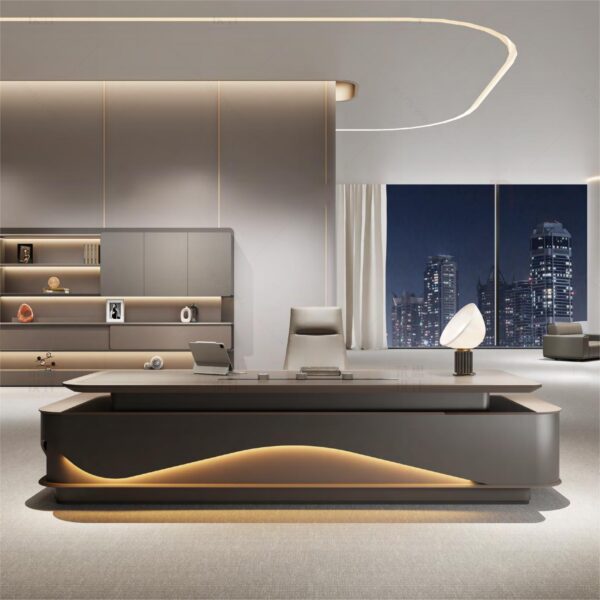 Luxury CEO L Shaped Office Furniture Modern Wooden Boss Office Table Desk Manager Executive Office Desks Set - 图片 2