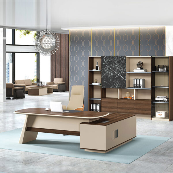 High End Luxury Office Furniture L Shape Design Strong Home Executive Boss Manager Office Desk - 图片 2