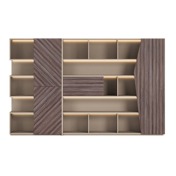 Computer Laptop Office Table Luxury Curved Principal Organizer Executive Panel Office Desk With Bookshelf - 图片 3
