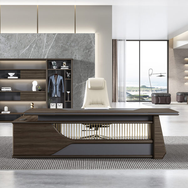 Office Furniture Corner Chairman Ceo Boss Luxury L Shaped Office Table Set Executive Working Desk - 图片 2