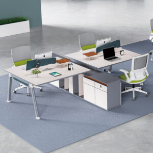 White Color Modern MFC Board Modular Furniture Office Table Partition Workstation Four Person Office Workstation