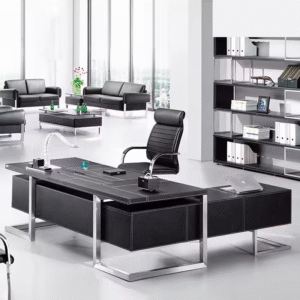Luxury Office Furniture Boss Desk Executive and Chair Set With File Cabinet