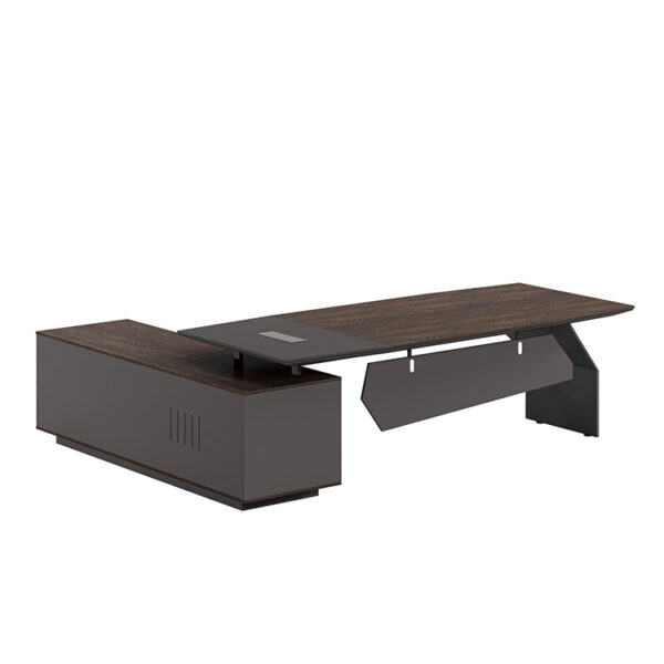 Pengpai Custom Modern l Shaped Walnut Gray Wood boss Office Executive Desk Set - 图片 3