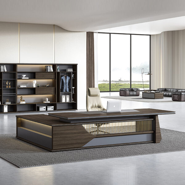 Office Furniture Corner Chairman Ceo Boss Luxury L Shaped Office Table Set Executive Working Desk - 图片 3