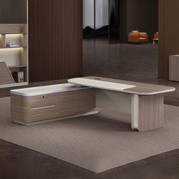 CEO L Shaped Office Furniture Modern Wooden Boss Office Table Desk Manager Executive Office Desks - 图片 3