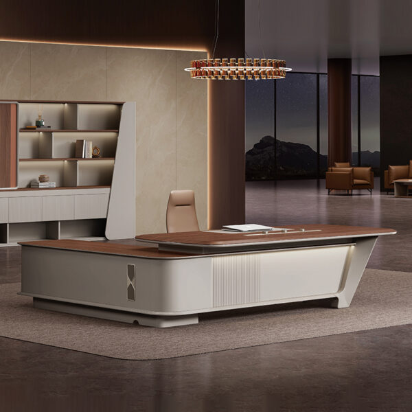 Premium Ceo Boss Leather Luxury Modern Executive  Furniture Desk Advanced Feeling Office Desk