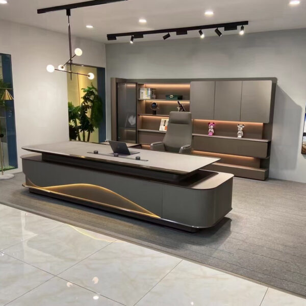 Luxury CEO L Shaped Office Furniture Modern Wooden Boss Office Table Desk Manager Executive Office Desks Set - 图片 3