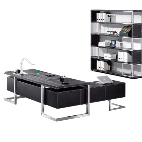Luxury Office Furniture Boss Desk Executive and Chair Set With File Cabinet - 图片 4