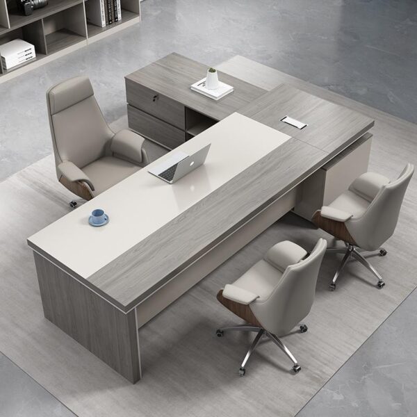 Pengpai Super Modern Office Furniture Executive CEO Office Desk L Shape Office Table Supervisor's Table - 图片 4