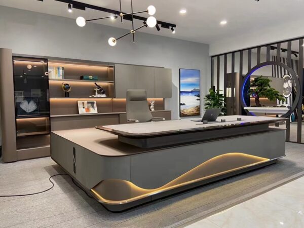 Luxury CEO L Shaped Office Furniture Modern Wooden Boss Office Table Desk Manager Executive Office Desks Set - 图片 4