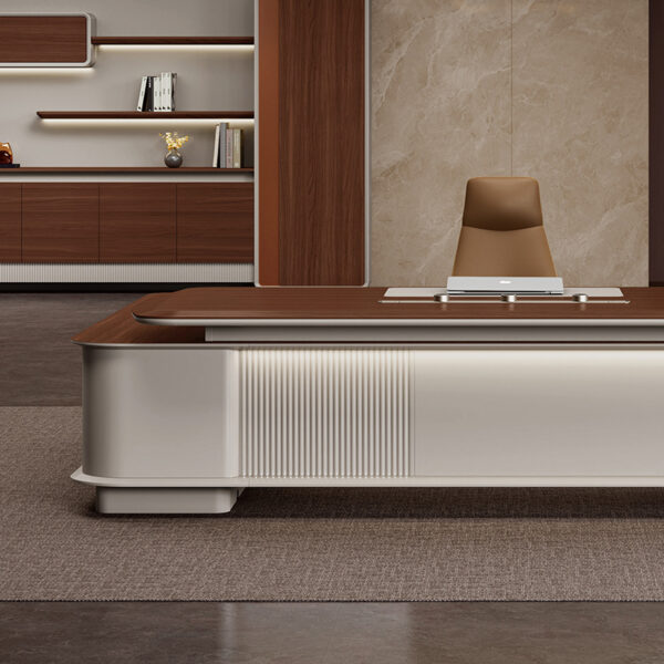 Premium Ceo Boss Leather Luxury Modern Executive  Furniture Desk Advanced Feeling Office Desk - 图片 4
