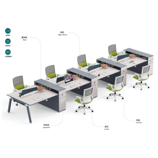Minimalist Style 2/4/6 Person Workstation Desk Modern Office Furniture Staff Working Table - 图片 4