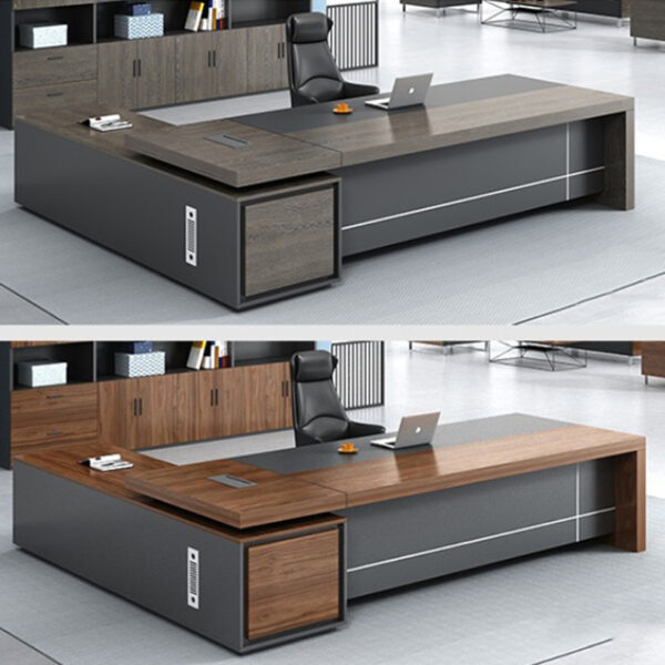 Luxury Wooden Long Steel Legs  Working Desks Adjusdesk Height for Ceo Office Furniture Desk - 图片 4