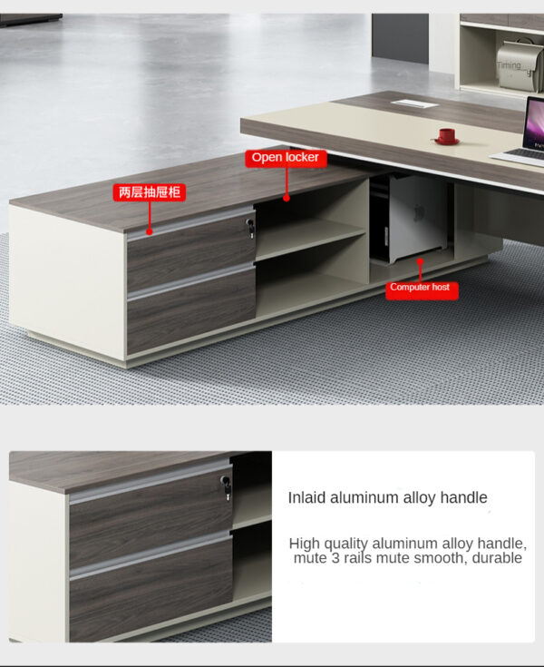 Pengpai Super Modern Office Furniture Executive CEO Office Desk L Shape Office Table Supervisor's Table - 图片 5
