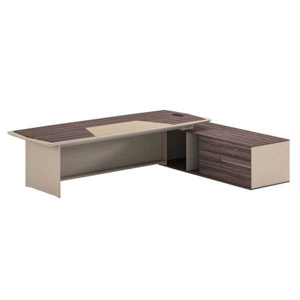 Computer Laptop Office Table Luxury Curved Principal Organizer Executive Panel Office Desk With Bookshelf - 图片 6
