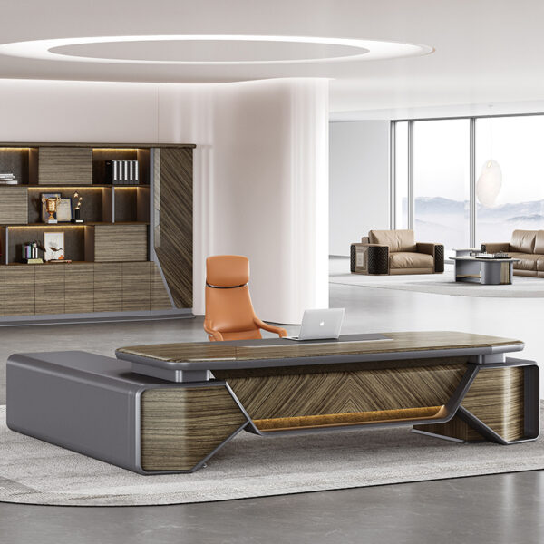 Pengpai Modern Wooden Veneer Manager Executive Desk Luxury CEO Desk Office Executive Table - 图片 6