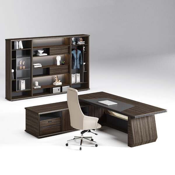 Office Furniture Corner Chairman Ceo Boss Luxury L Shaped Office Table Set Executive Working Desk - 图片 5