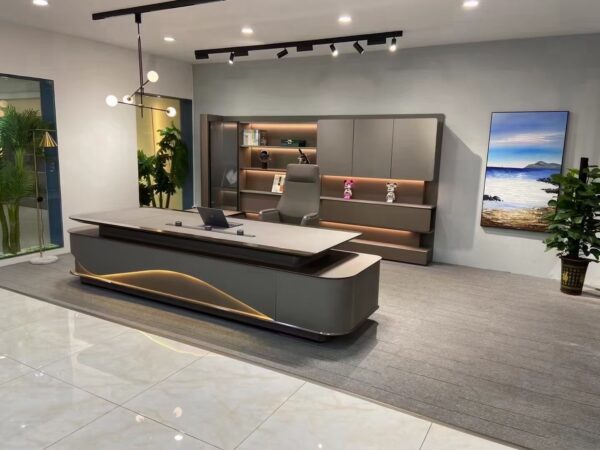 Luxury CEO L Shaped Office Furniture Modern Wooden Boss Office Table Desk Manager Executive Office Desks Set - 图片 5