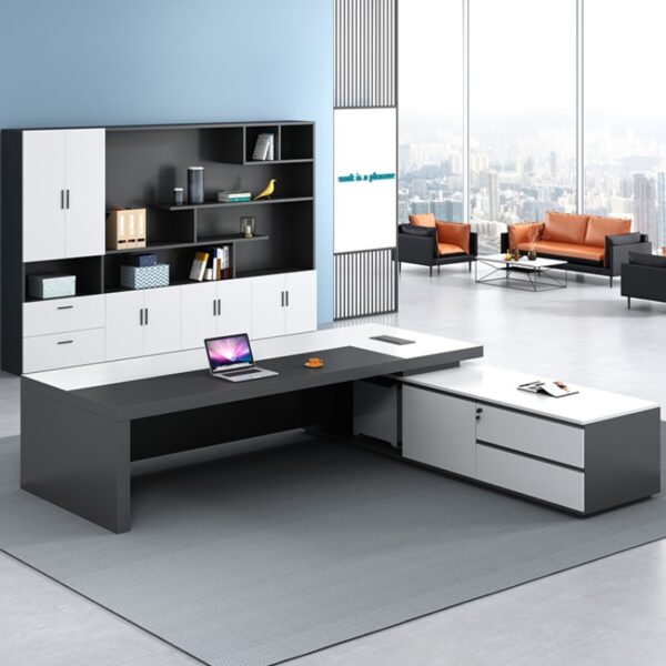 Luxury Wooden Long Steel Legs  Working Desks Adjusdesk Height for Ceo Office Furniture Desk - 图片 5