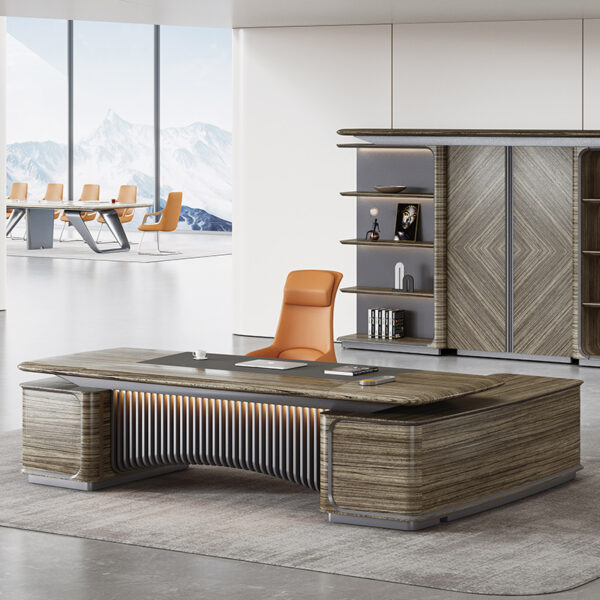 Pengpai Modern  L Shape Director Ceo Boss Wooden Workstation Desk Office Furniture Table - 图片 6