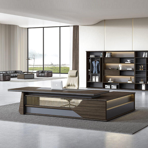 Office Furniture Corner Chairman Ceo Boss Luxury L Shaped Office Table Set Executive Working Desk - 图片 6