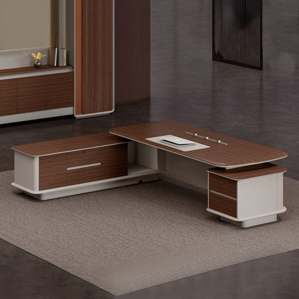 Premium Ceo Boss Leather Luxury Modern Executive  Furniture Desk Advanced Feeling Office Desk - 图片 6