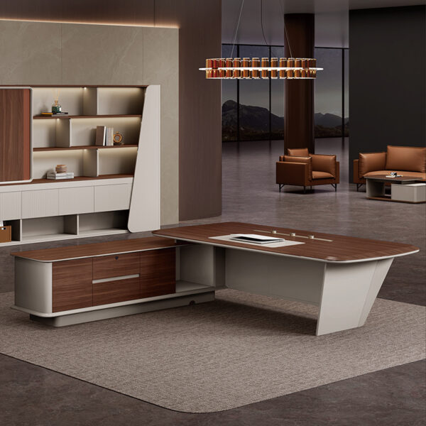 Premium Ceo Boss Leather Luxury Modern Executive  Furniture Desk Advanced Feeling Office Desk - 图片 6