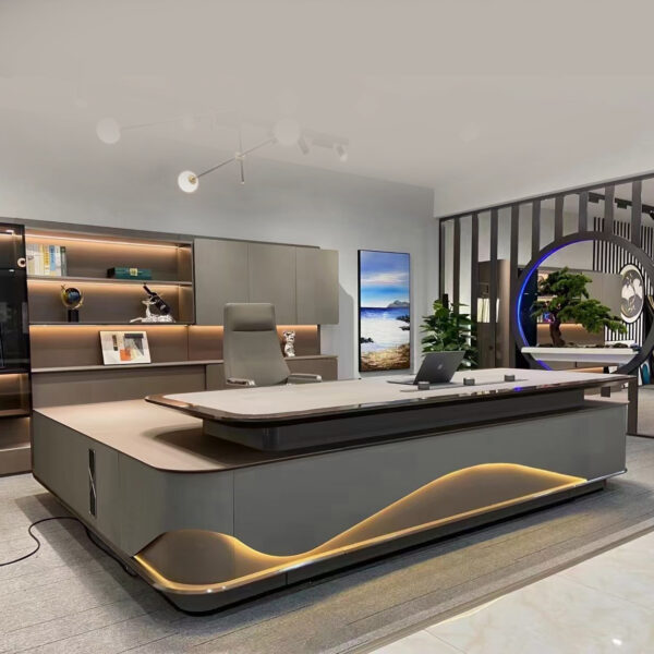 Luxury CEO L Shaped Office Furniture Modern Wooden Boss Office Table Desk Manager Executive Office Desks Set - 图片 6