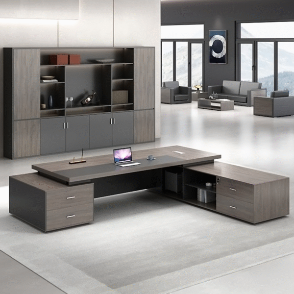 Modern Office Furniture Mfc Wood Office Table Boss Manager Ceo Executive L Shaped Desk Workstation - 图片 7