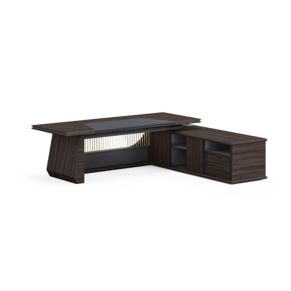 Office Furniture Corner Chairman Ceo Boss Luxury L Shaped Office Table Set Executive Working Desk - 图片 7