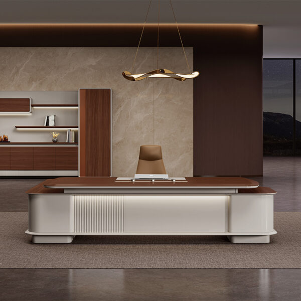 Premium Ceo Boss Leather Luxury Modern Executive  Furniture Desk Advanced Feeling Office Desk - 图片 7